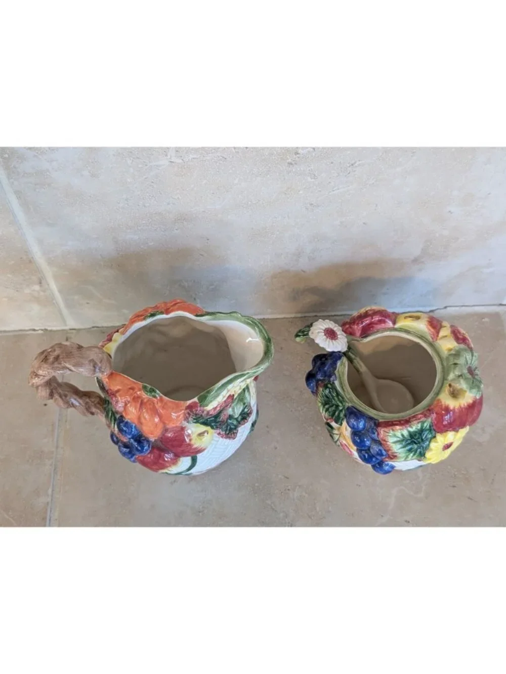 Vintage Fitz and Floyd Ceramic Cream and Sugar Set Golden Harvest Pattern